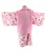 七五三 1〜2歳女の子用被布[かわいい系]ピンクにパール飾り(着物)ピンクに桜と毬No.92H